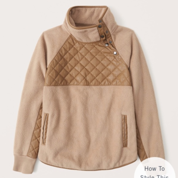 ABERCROMBIE & FITCH Asymmetrical Snap-Up Fleece Jacket, Size XS - Picture 4 of 7